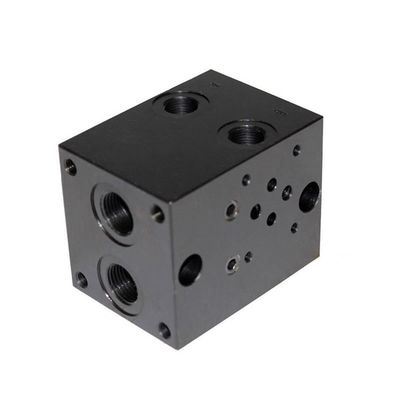 CNC Milling Hydraulic Distribution Manifold Black Anodized Treatment Surface