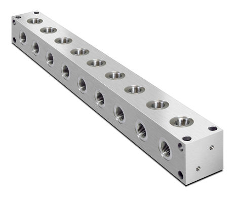 CNC Aluminum Hydraulic Manifold Block AL 2014 2 Station Tapping And CNC Milling